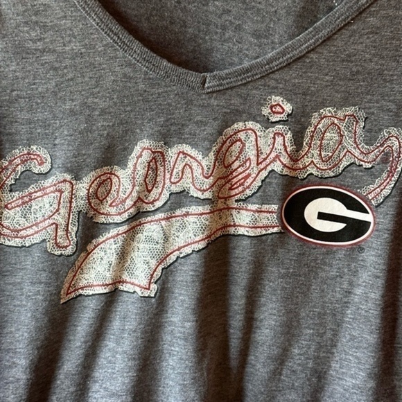 Georgia Bulldog cute Raglan lace trim shirt womens MEDIUM - Picture 2 of 5